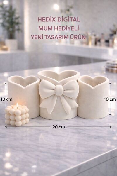 HEDİX DİGİTAL حامل أقلام/فرشاة مزخرف ثلاثي القطع من HEDIX