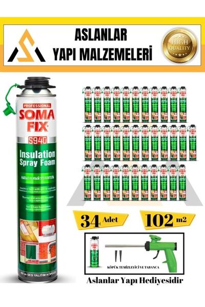 Somafix Poliüretan Termal Isı Ve Ses Yalıtım Sprey Köpük (34 ADET)