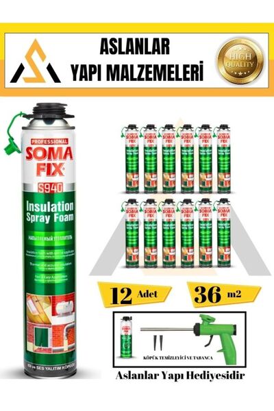 Somafix Poliüretan Termal Isı Ve Ses Yalıtım Sprey Köpük (12 ADET)