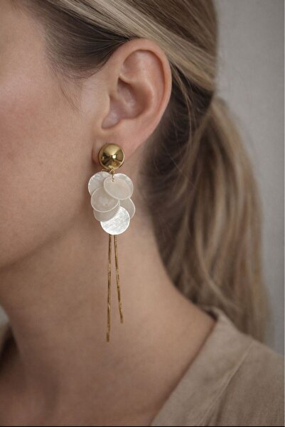 Goche New Gold Color Flower Detailed Dangle Stainless Steel Women's Earrings ...