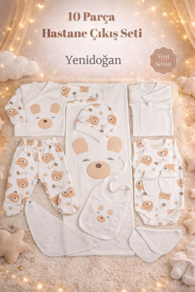 Babush Yenidoğan 10 Parça Full Hastane Çıkış Seti Ayıcık Desenli