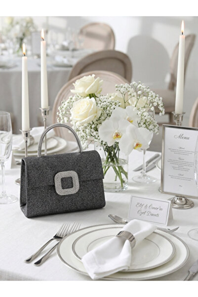 Çanta Trend Women's Anthracite Glitter Handle Detailed Chain Strap Evening Bag