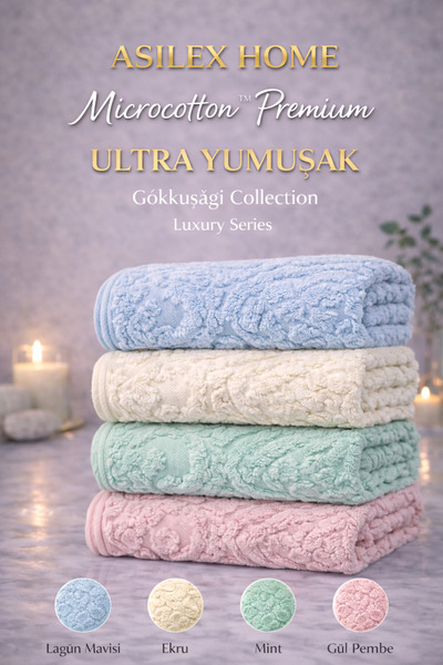 Asilex Home Collection 4’lü El Yüz Havlusu %100 Microcotton Premium Lüx 50x90...