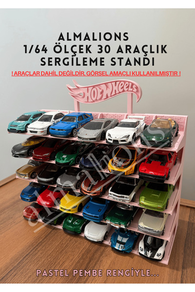 almalions 1/64 Scale Hw Logo Model Vehicle with Display Stand - Pastel Pink