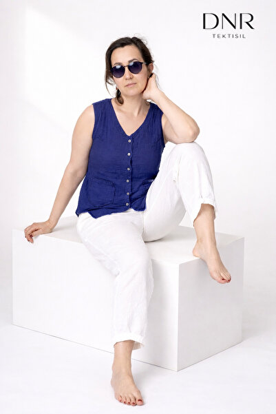 Turkotton 100% Cotton Button Detailed Muslin Vest