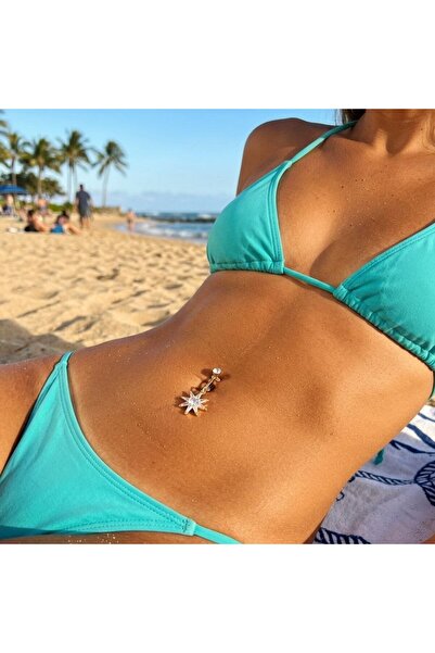 Heppii Deliksiz Kuzey Yıldızı Sallantılı Sıkıştırma Klipsli Göbek Piercingi B...