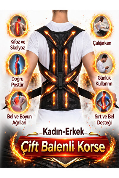 Ankaflex Medikal Kifoz Skolyoz Korsesi Balenli Ortopedik Dik Duruş Aparatı Di...