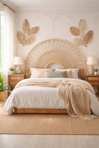 Store Hasır Yatak Başlığı- Güneş Model - Bambu Rattan - Çift Kişilik 160 cm N...