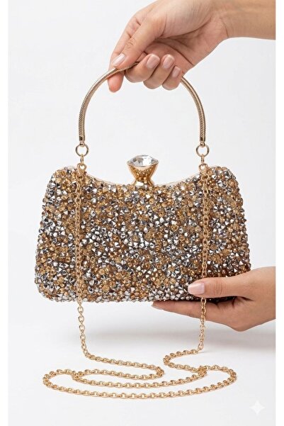 çantamgelsin Women's Crystal Stone-Embellished Rose Evening Dress Bag