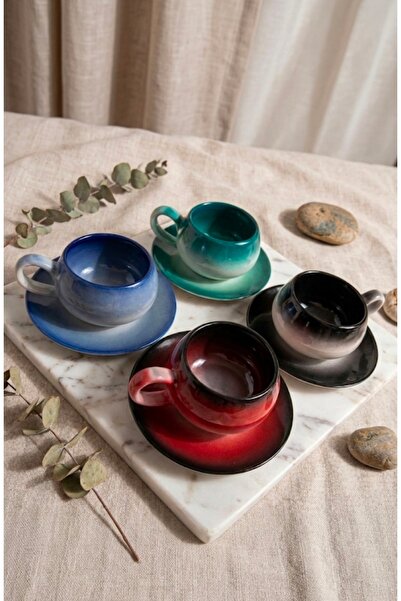 moonlightavm طقم أكواب تصميم فني يدوي لـ 4 أشخاص