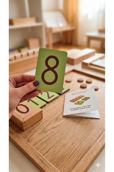 MUKEdu Ahşap Montessori Zımpara Rakam Seti - Okul Öncesi Matematik ve Yazma H...