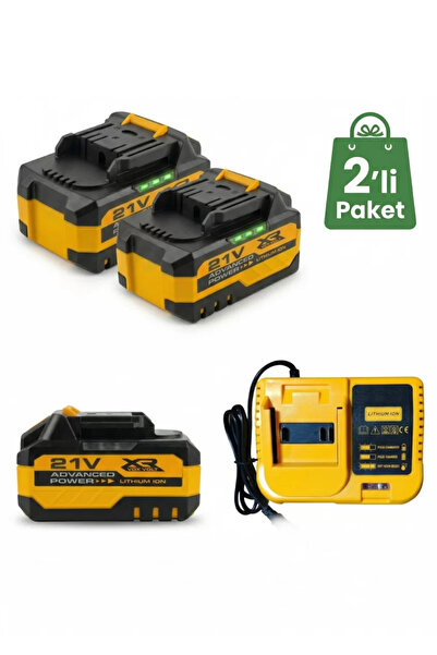 RETOOLS Ultra Hızlı Şarj Cihazı Mavi ve 2 Adet 10 Pilli Li-ion Batarya 21V/3....