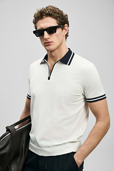 Lufian 111090138 Dean Modal Blended Sweater Men's Polo Shirt Men's T-Shirt White