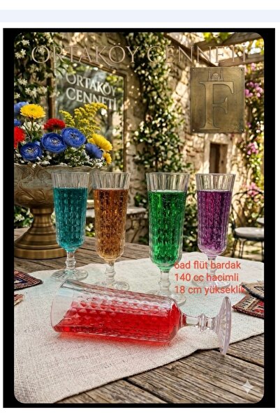 PAKETLENDİ Remas Checkered Footed Crystal Coffee Side Flute Glass 140ml