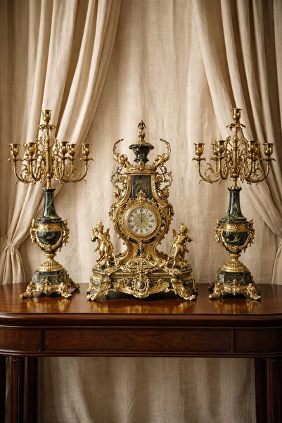 Yaratıcı sanatlar atölyesi 3'lü Saf Pirinç İmparatorluk Tarzı Şamdan Seti Osm...