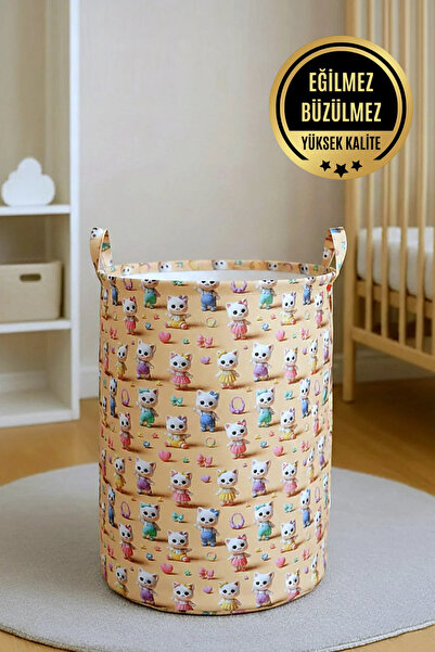 Paris Home Καλάθι παιχνιδιών με σχέδια γάτας – Καλάθι ρούχων, Πτυσσόμενο καλά...