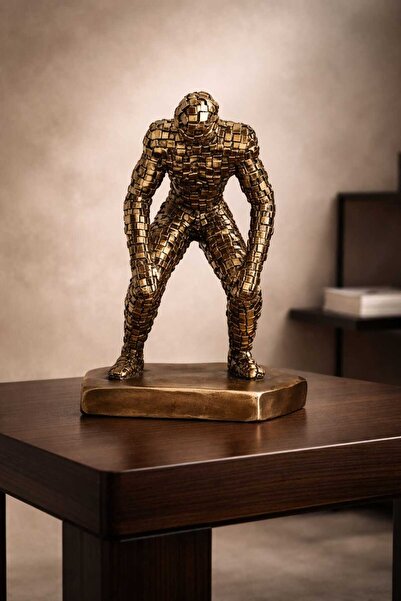 Yaratıcı sanatlar atölyesi Büyük Boy Kübik Adam Heykeli Biblo 35 CM Çömelen Adam