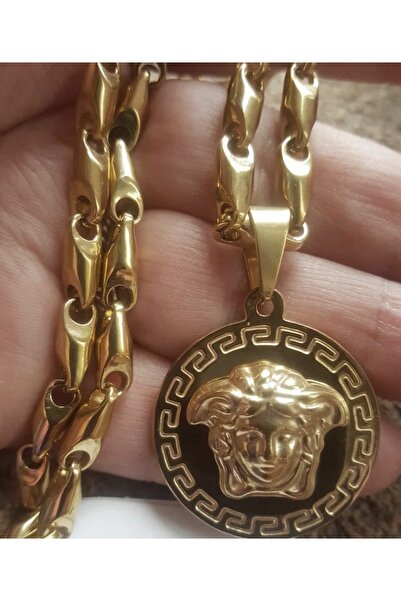 Mihasem Lant si medalion INOX placat pentru barbati model Medusa