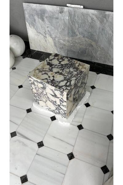 adomarmarblehandmadeandluxury Doğal Mermer Callacatta Viola Yan Sehpa, Gerçek...