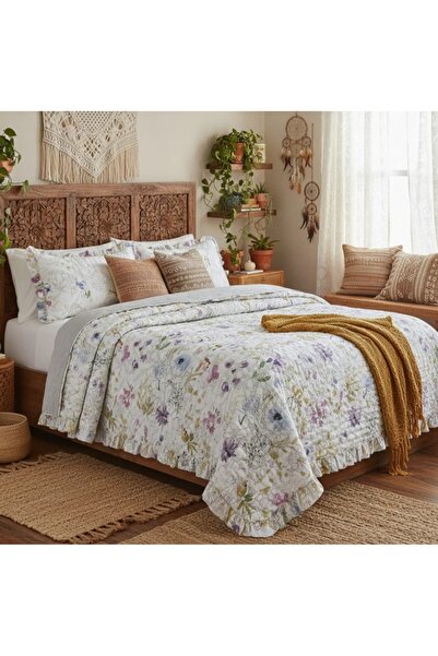 Çapa Home Fırfırlı Duygu Empirme Baskılı Stone Wash Micro Soft Çift Kişilik Y...