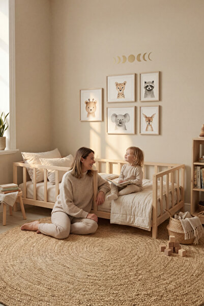 Loolpi Home Unisex Montessori Bebek Ve Çocuk Karyolası Doğal Ahşap Yatak