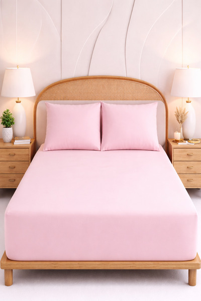 MORE HOME طقم ملاءات مطاطية فردية + غطاء وسادة بودرة