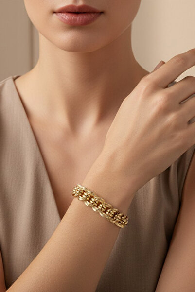 XUPING JEWELRY Stil Incisi/ 14 Ayar Altın Kaplama Örgü Model Bileklik