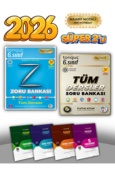 Tonguç Yayınları Tonguç 6.Sınıf Tüm Dersler Zoru Bankası 2 Kitap + Hediye Fij...