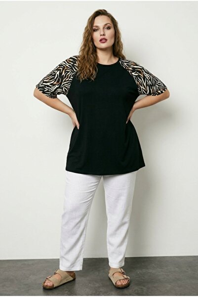 Stil Diva Tricou cu mânecă scurtă, cu imprimeu leopard, din lycra și viscoză,...