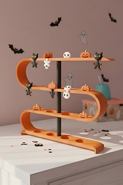 SeaSun Design Halloween Spooky Flipperz Standı - 16 Slotlu Koleksiyon Rafı