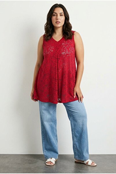 Stil Diva Тениска голям размер с V-образно деколте, без ръкави, без подплата,...