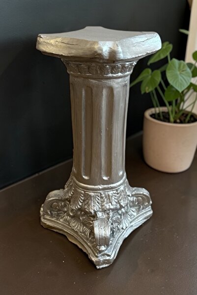 libre design Dekoratif 53 cm Metalik Gümüş Roma Sütunu Antik Bahçe Balkon Ev ...