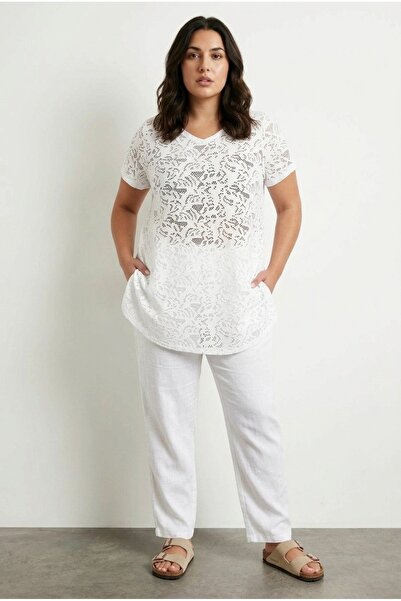 Stil Diva Тениска голям размер с V-образно деколте, без ръкави, без подплата,...