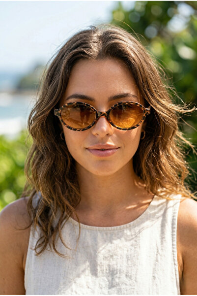 MONAL Miuw Leopard Sunglasses Oval Brown Glass Colored