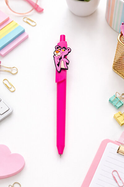 excarpin Eğlenceli Pembe Panter Figürlü Koleksiyonluk Pembe Kalem