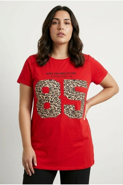 Stil Diva Футболка великих розмірів з круглим вирізом, короткими рукавами, пр...