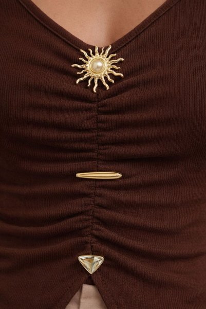 ARK MAĞAZALARI Blouse with Gold Accessories and Detailing