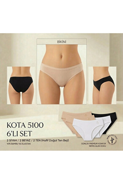 KOTA 6'Lı Kadın Bikini %100 Organik Bambu Külot