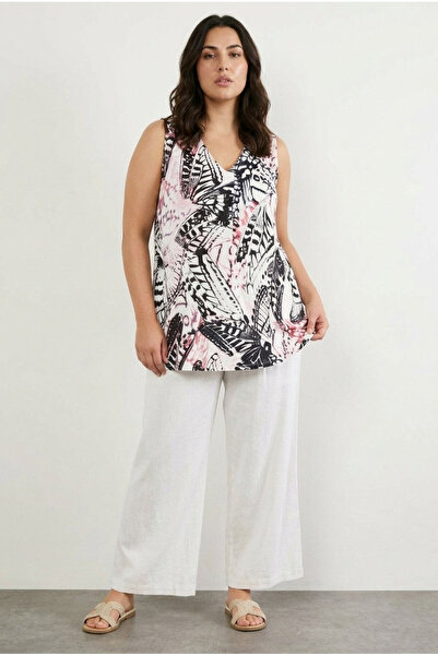 Stil Diva Tricou cu decolteu în V de mărime mare, cu mâneci zero, cu croiala ...