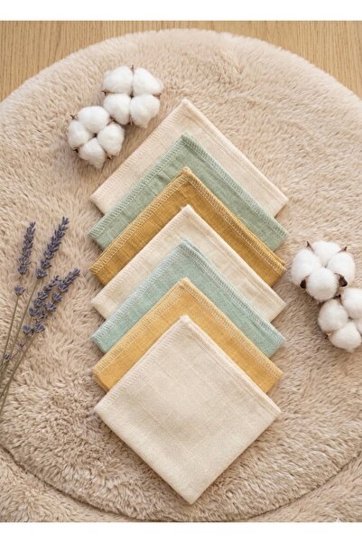 ASİMEL TASARIM 7'li Müslin Bebek Ağız Mendili Ter bezi % 100 Pamuk