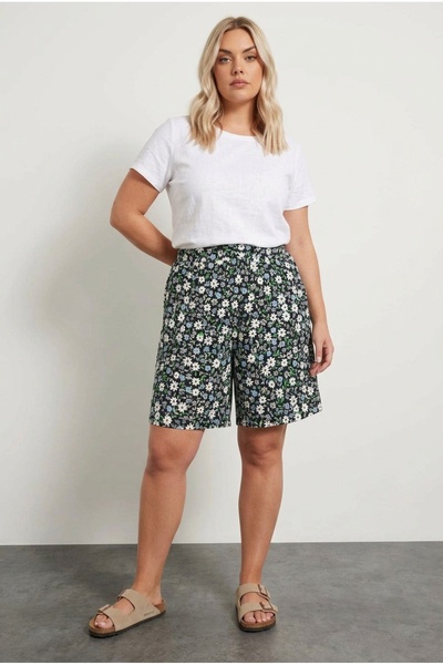 Stil Diva Σορτς παντελόνι μεγάλου μεγέθους με ελαστική μέση, με σχέδιο, φαρδι...