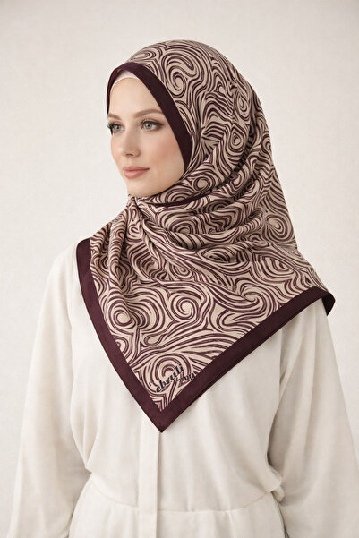 mim eşarp Ebruli Jan Jan Eșarfă cu model spirală 90x90 cm