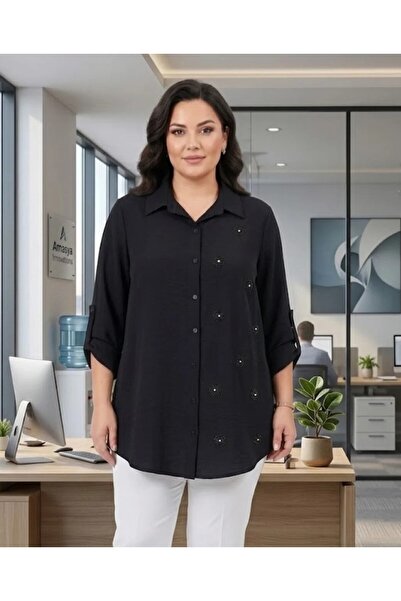 elma abone قميص نسائي مقاس كبير من AYROBIN K كتان PAPATYALI