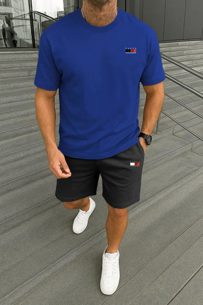 Boi Men's Minimal Paris Dream Maker T-Shirt Shorts - White with Black Shorts ...