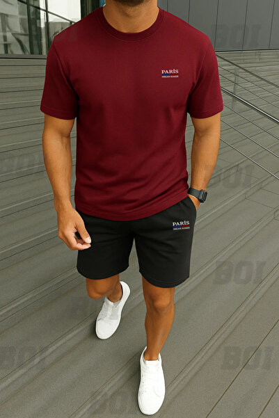 Boi Ανδρικό μπλουζάκι Minimal Paris Dream Maker με σορτς - Λευκό με μαύρο σορ...