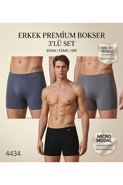 Berrak Men's 3-Piece Premium Boxer Micro Modal Fabric Breathable Texture