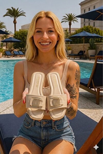 Behtah Kundura Γυναικεία καλοκαιρινή πόρπη Λεπτομερείς γυναικείες παντόφλες Σ...