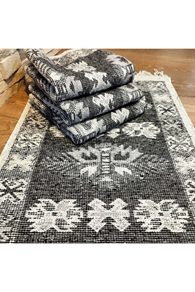OEM Set of 4 traditional woven rugs, reversible, size 60 x 90 cm, gray, fir c...