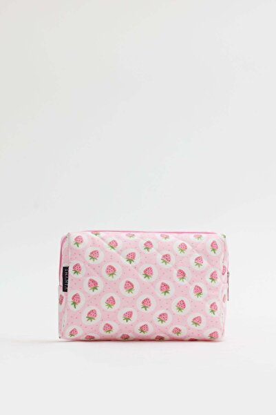 Shanta Pink Strawberry Pattern D34 Zipper Cosmetic Organizer Women's Travel T...