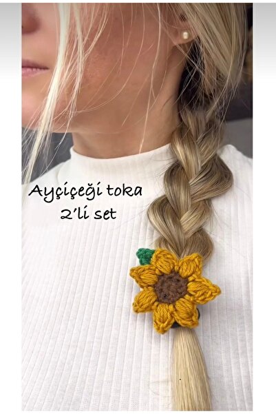 MİESSA 2 τεμάχια ηλιοτρόπια πόρπες/σετ - Amigurumi, λάστιχο και κουμπώματα